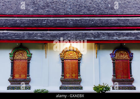 Rchitectural details of Wat Chiang Man, the oldest temple in Chiang Mai, Thailand. Stock Photo