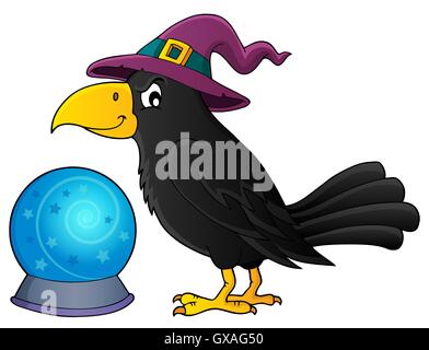 Witch crow theme image 1 - picture illustration. Stock Photo