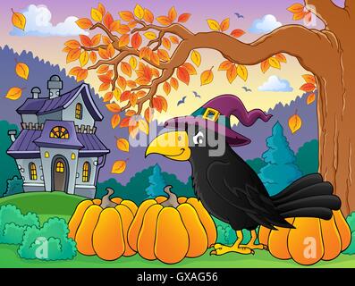 Witch crow theme image 4 - picture illustration. Stock Photo