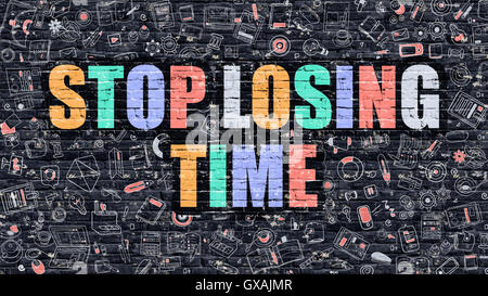 Stop Losing Time Concept with Doodle Design Icons. Stock Photo