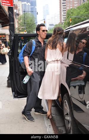 Matthew McConaughey and family out and about in New York  Featuring: Matthew McConaghey, Camilla Alves Where: New York, New York, United States When: 02 Jul 2016 Stock Photo