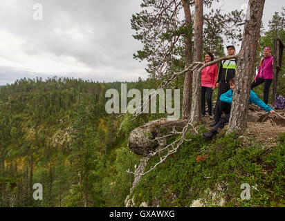 KUUSAMO, FINLAND - AUGUST 2016: Oulanka National Park and Kallioportti, day trip Stock Photo