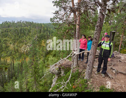 KUUSAMO, FINLAND - AUGUST 2016: Oulanka National Park and Kallioportti, day trip Stock Photo