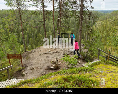 KUUSAMO, FINLAND - AUGUST 2016: Oulanka National Park and Kallioportti, day trip Stock Photo