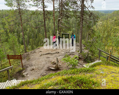 KUUSAMO, FINLAND - AUGUST 2016: Oulanka National Park and Kallioportti, day trip Stock Photo