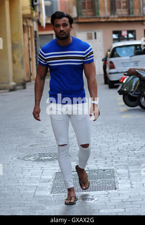 TOWIE cast members arrive at restaurant in Palma for filming  Featuring: Mike Hassini Where: Majorca, Spain When: 03 Jul 2016 Stock Photo