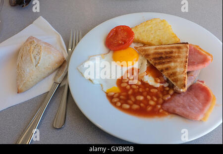 English breakfast served on a  cross channel ferry. Stock Photo