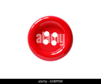 Closeup of red button on white background. Clipping path is included Stock Photo