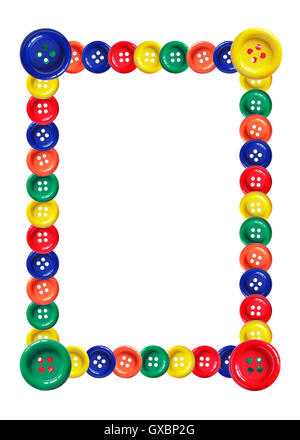 Picture frame made from lot of various color buttons Stock Photo