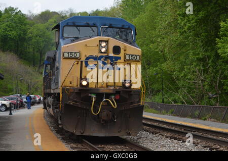 CSX Locomotice #150 in Harpers Ferry, Jefferson County, West Virginia, WV, US Stock Photo
