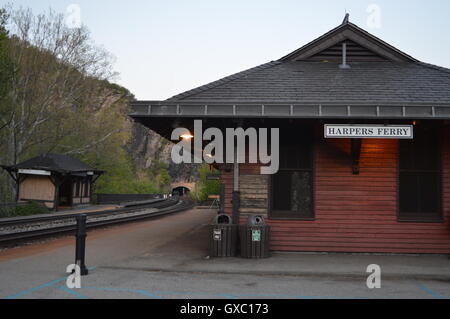 The Train Station in Harpers Ferry, Jefferson County, West Virginia, WV, US Stock Photo
