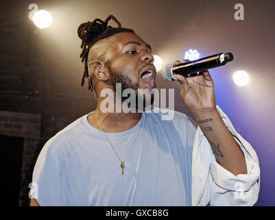 MNEK (real name Uzoechi Emenike) performs live at G-A-Y. The British singer and songwriter performed a number of tracks and mash-ups before heading up to the RnB room in the club to dance the night away before an early morning appearance on C4's Sunday Br Stock Photo