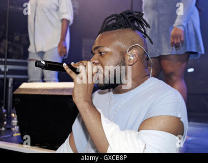 MNEK (real name Uzoechi Emenike) performs live at G-A-Y. The British singer and songwriter performed a number of tracks and mash-ups before heading up to the RnB room in the club to dance the night away before an early morning appearance on C4's Sunday Br Stock Photo