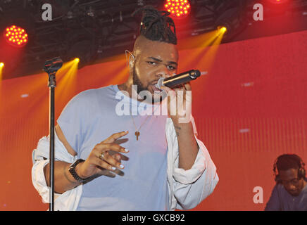 MNEK (real name Uzoechi Emenike) performs live at G-A-Y. The British singer and songwriter performed a number of tracks and mash-ups before heading up to the RnB room in the club to dance the night away before an early morning appearance on C4's Sunday Br Stock Photo