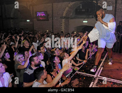 MNEK (real name Uzoechi Emenike) performs live at G-A-Y. The British singer and songwriter performed a number of tracks and mash-ups before heading up to the RnB room in the club to dance the night away before an early morning appearance on C4's Sunday Br Stock Photo