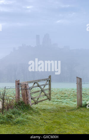 Corfe Castle's gate Stock Photo