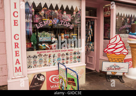 Ice cream shop on the main street at Seaton Carew in Hartlepool in north east England Stock Photo
