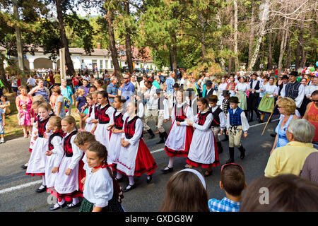 Traditional Hungarian harvest parade on September 11, 2016 in village Badacsony of Hungary. Stock Photo