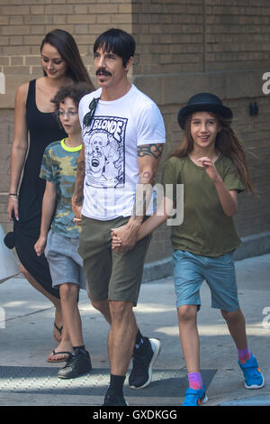 Anthony Kiedis goes apartment shopping with his son Everly Bear Kiedis in SoHo  Featuring: Anthony Kiedis, Everly Bear Kiedis Where: New York City, New York, United States When: 12 Jul 2016 Stock Photo