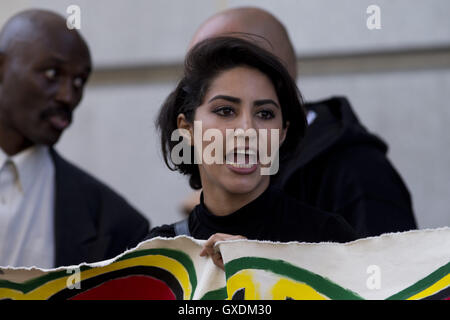 Activists gather outside the Los Angeles police department headquarters to protest the shooting of Alton Sterling in Baton Rouge  Featuring: Atmosphere Where: Los Angeles, California, United States When: 13 Jul 2016 Stock Photo