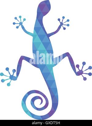 Lizard with blue and purple triangle pattern Stock Vector