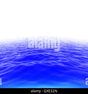 Abstract wavy blue ocean (sea) surface backgroung illustration: water surface with sparkling twinkling waves isolated on white Stock Photo