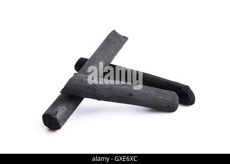 Artist's black charcoal isolated on white Stock Photo