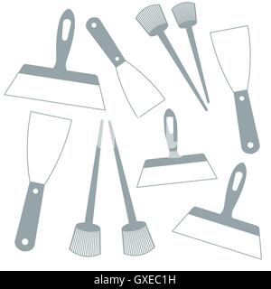 Nice picture of  colored brushes and spatulas on a white background Stock Vector