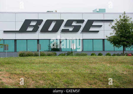 A logo sign outside of the headquarters of the Bose Corporation in Framingham, Massachusetts on August 13, 2016. Stock Photo