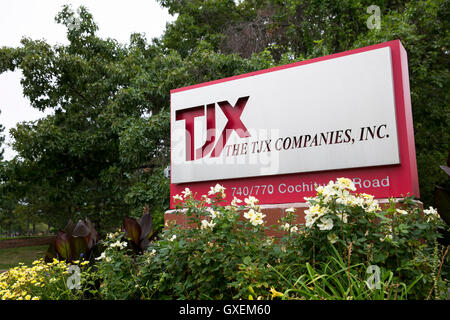 A logo sign outside of the headquarters of The TJX Companies, Inc., in Framingham, Massachusetts on August 13, 2016. Stock Photo