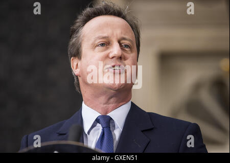 David Cameron makes his final statement as Prime Minister before leaving 10 Downing Street  Featuring: David Cameron Where: London, United Kingdom When: 13 Jul 2016 Stock Photo