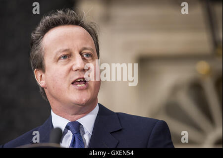 David Cameron makes his final statement as Prime Minister before leaving 10 Downing Street  Featuring: David Cameron Where: London, United Kingdom When: 13 Jul 2016 Stock Photo