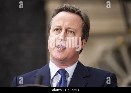 David Cameron makes his final statement as Prime Minister before leaving 10 Downing Street  Featuring: David Cameron Where: London, United Kingdom When: 13 Jul 2016 Stock Photo