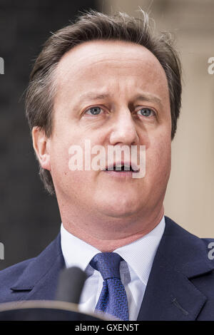 David Cameron makes his final statement as Prime Minister before leaving 10 Downing Street  Featuring: David Cameron Where: London, United Kingdom When: 13 Jul 2016 Stock Photo