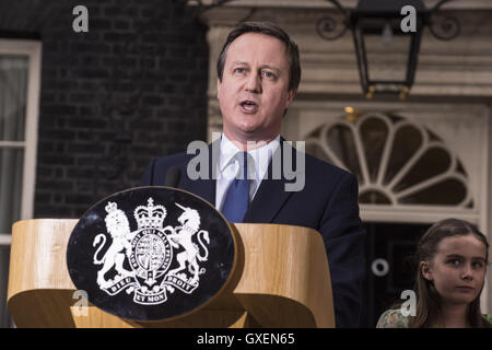 David Cameron makes his final statement as Prime Minister before leaving 10 Downing Street  Featuring: David Cameron Where: London, United Kingdom When: 13 Jul 2016 Stock Photo