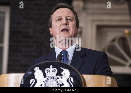 David Cameron makes his final statement as Prime Minister before leaving 10 Downing Street  Featuring: David Cameron Where: London, United Kingdom When: 13 Jul 2016 Stock Photo