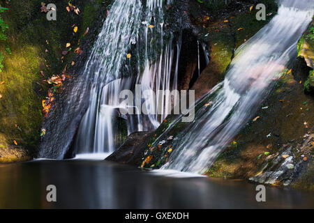 Widows Creek Falls in Stone Mountain State Park. Roaring Gap North Carolina. Scenic waterfall inside the state park. Stock Photo