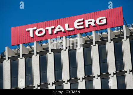 A logo sign outside of the headquarters of TotalErg S.p.A. in Rome, Italy on September 2, 2016. Stock Photo