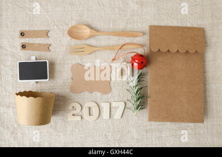 2017 Happy New Year and Christmas holidays identity branding mock up set Stock Photo