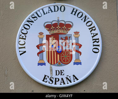 Spanish Honorary Consul sign, Trondheim, Norway Stock Photo