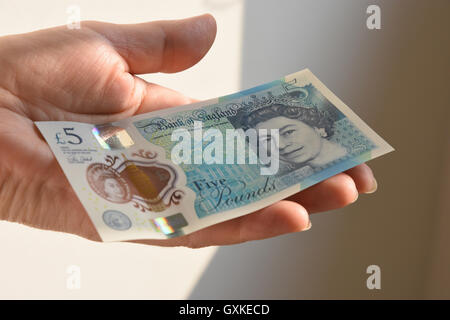 The New Polymer UK Five Pound Note Stock Photo