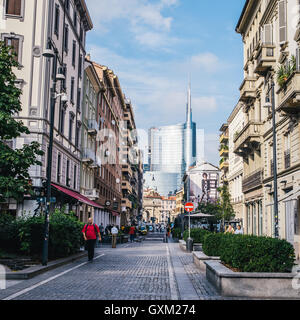 Corso Garibaldi, a fashionable street, in the heart of Milan, Italy Stock Photo