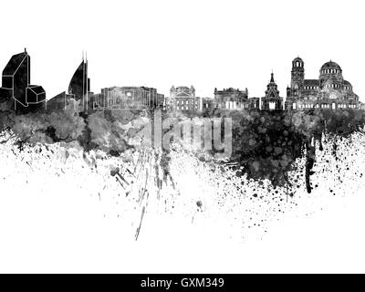 Sofia skyline in black watercolor on white background Stock Photo