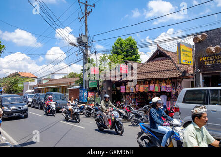 Monkey Forest Road in Ubud Bali Indonesia Stock Photo