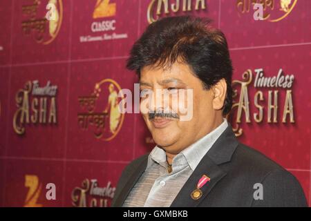 Indian playback singer Udit Narayan speaks during the song launch of ...