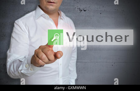 voucher browser is operated by man concept. Stock Photo