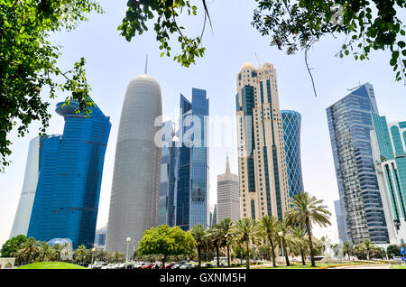 Skyline of West Bay financial district in Doha, Qatar Stock Photo