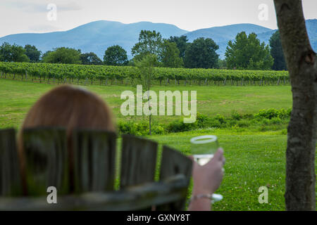 Relaxing with a glass of wine Stock Photo