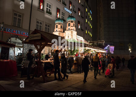 Part of the large Christmas market in Kaufingerstrasse, Munich’s most expensive shopping street in Germany Stock Photo