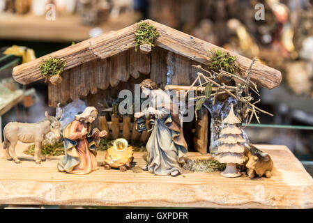 The Kripperlmarkt, one of the largest in Germany to specialise in cribs and other nativity accessories on Neuhauser Strasse in M Stock Photo